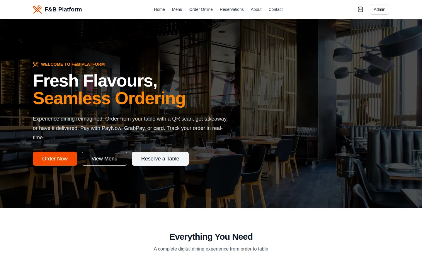 F&B Platform — live site preview