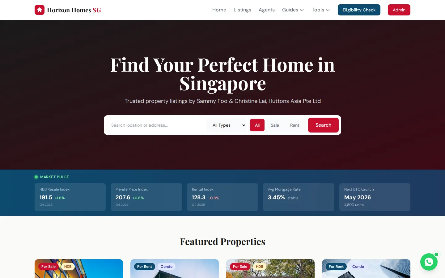 Horizon Homes SG — live site preview