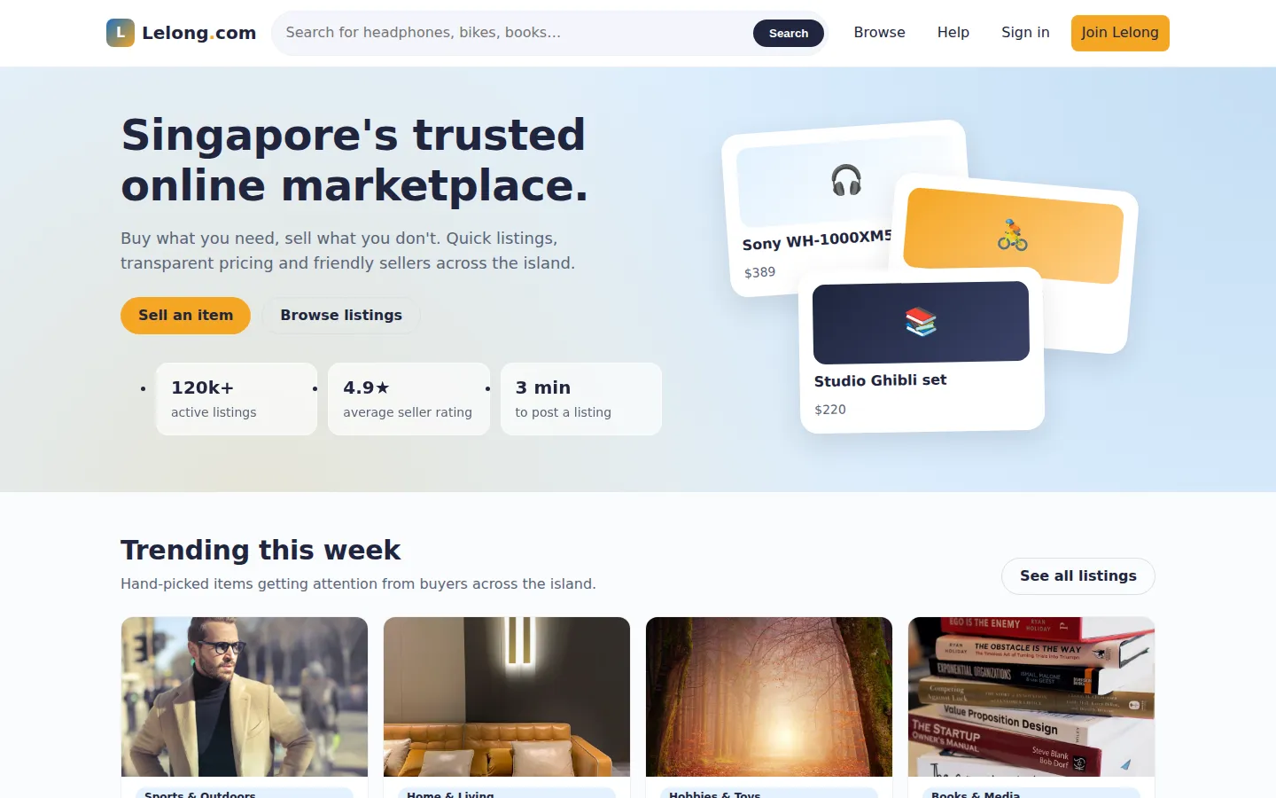 Lelong Marketplace — live site preview