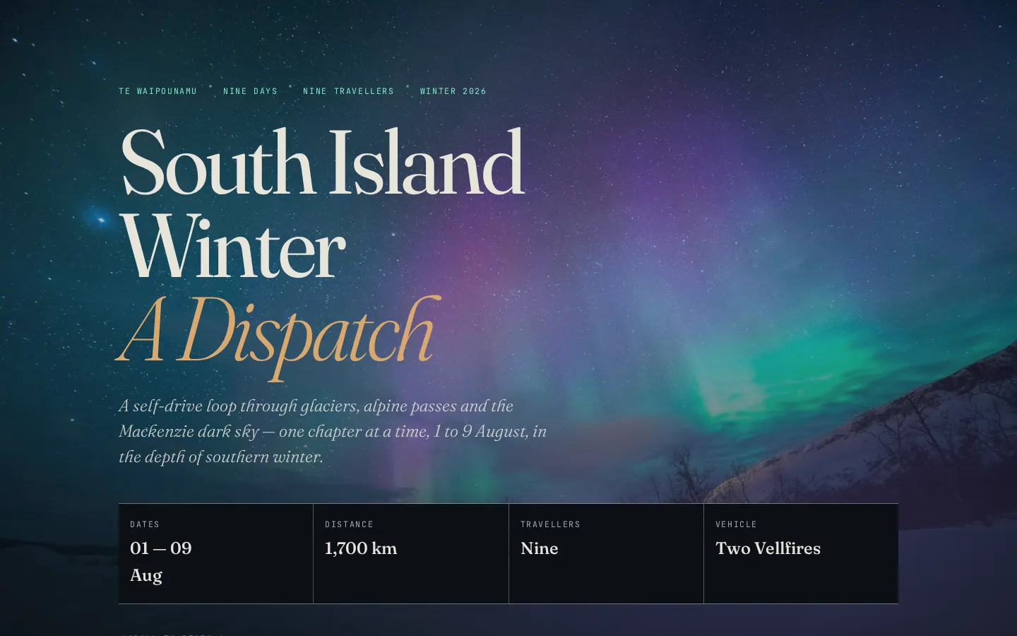 NZ South Island Dispatch — live site preview